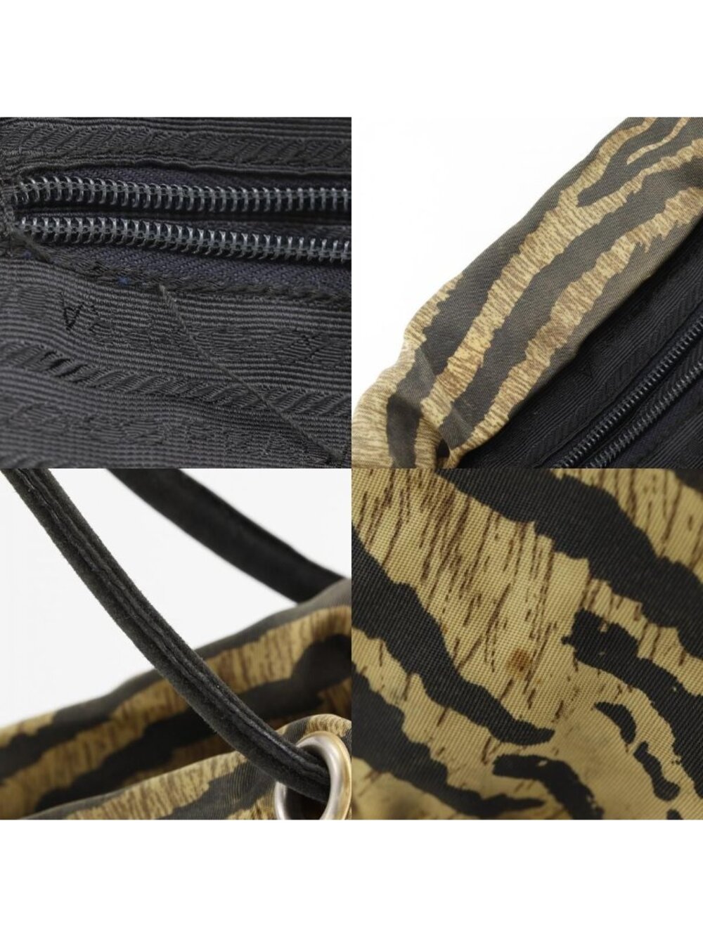 Prada Zebra Print Nylon Brown Handbag - Picture 9 of 10
